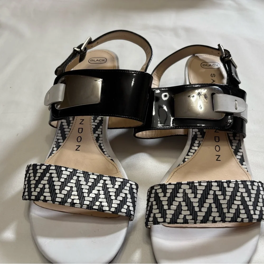Sacha London Black and white Patterned Sandals,Hand Made in Spain,Size 38
